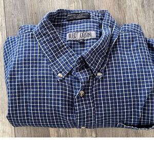 Oleg Cassini Men's Blue Plaid Long Sleeve Button Down Shirt Size 2X 100% Cotton